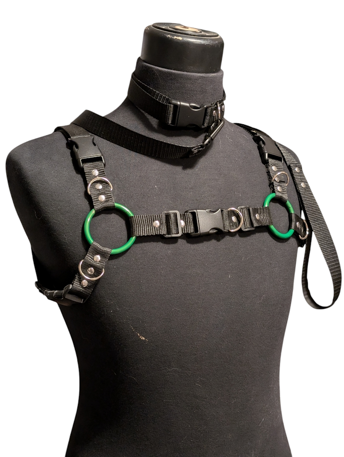 WICKED Green and Black Bulldog Harness Set