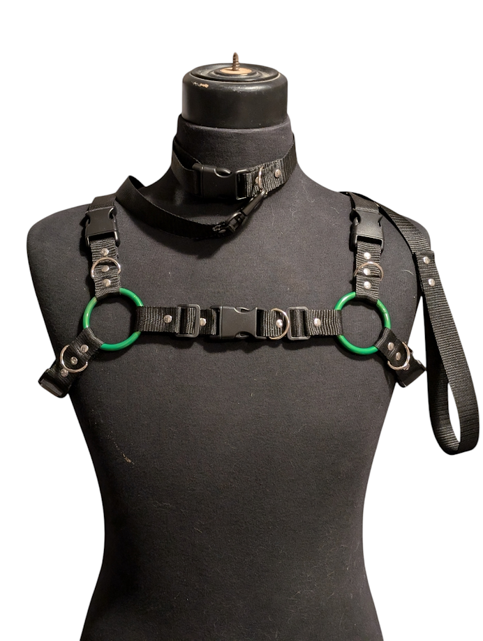 WICKED Green and Black Bulldog Harness Set