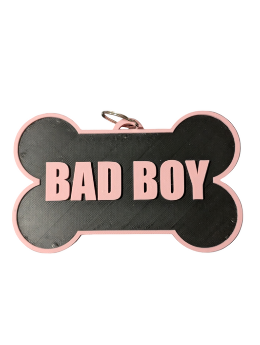 PINK BAD BOY Fursuit Collar Tag